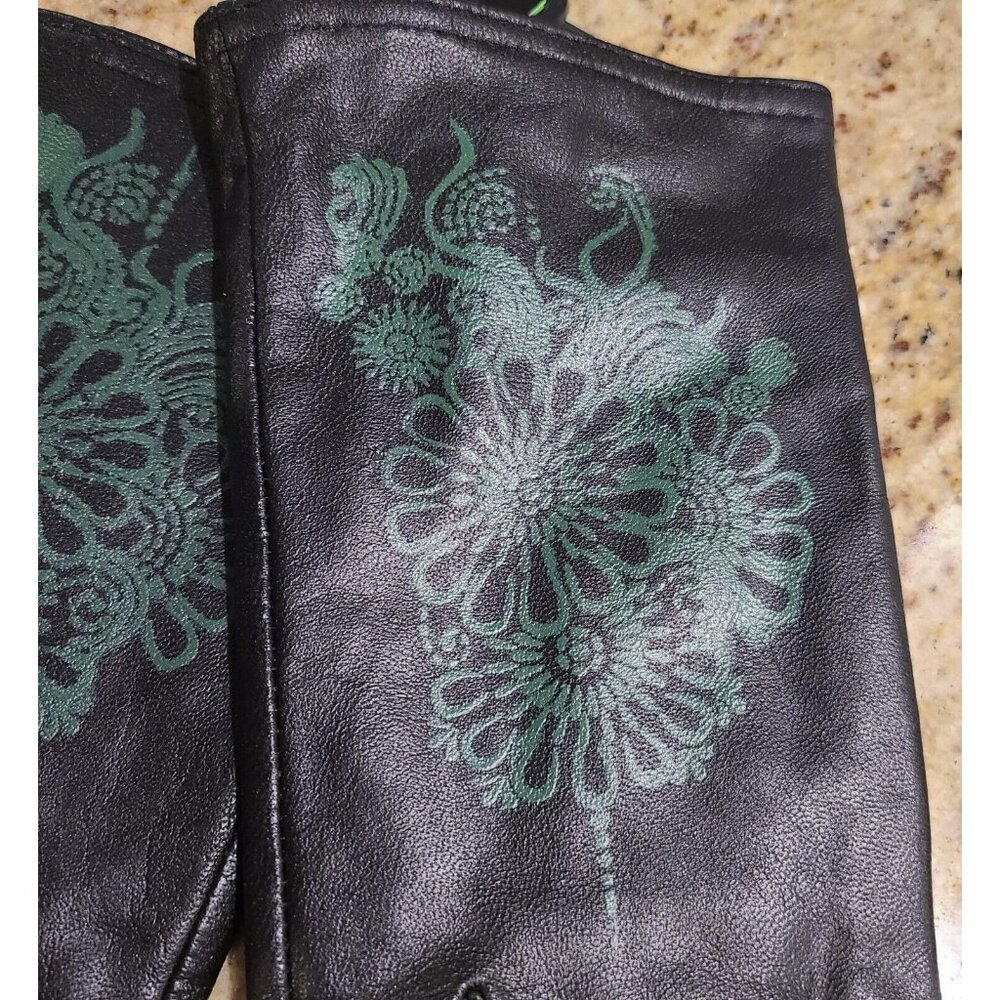 New! Women Size XL Black Leather Lined 10" Gloves Henna Tattoo Fairy Whimsigoth - Picture 4 of 16